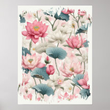 Romantischer Lotus in Rosa, Creme und Weich Grün
