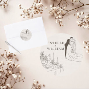Romantischer minimalistischer Hochzeit Runder Aufkleber