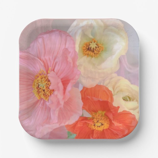 Romantischer Mohn Pappteller (Vorderseite)