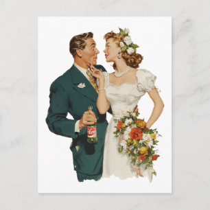 Romantischer Moment eines Vintage-Hochzeitspaares Postkarte