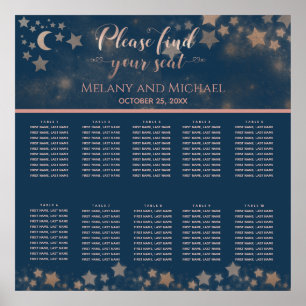 Romantischer Mond und Sternenkalligraphie Poster