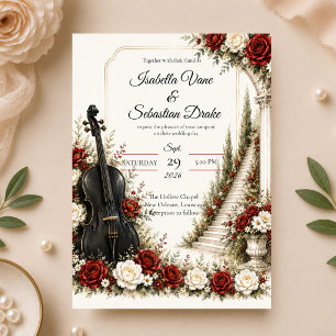 Romantischer Musikalischer Garten Eleganz Hochzeit Einladung