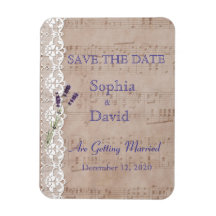 Romantischer Musikblatt Lavendel SAVE THE DATE