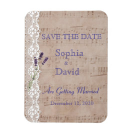 Romantischer Musikblatt Lavendel SAVE THE DATE Magnet