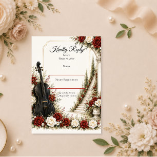 Romantischer Musikgarten Eleganz Hochzeit RSVP Karte