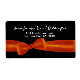 Romantischer Orange Bow auf schwarzem Hintergrund Adressaufkleber