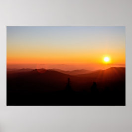 Romantischer orangefarbener Sonnenuntergang in den Poster