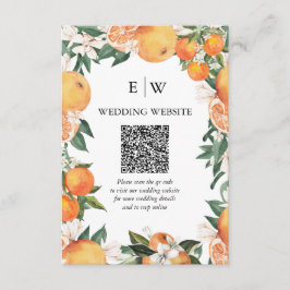 Romantischer Orangenzitrus Hochzeitsstichtag QR-Co Begleitkarte