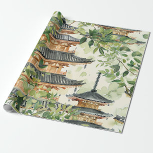Romantischer Pagodenwald Koralle Chinoiserie Geschenkpapier