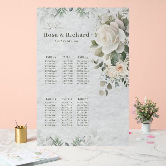 Romantischer Pastell-Botanischer Hochzeitssitzplan Acrylschild (Hochzeit)