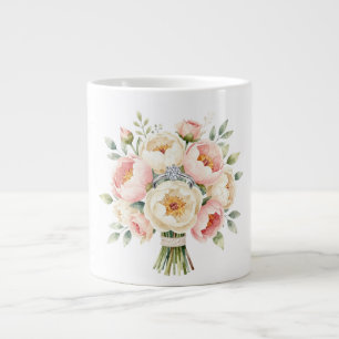 Romantischer Pfingstrosenstrauß mit Diamantring Jumbo-Tasse
