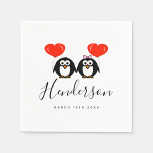 Romantischer Pinguin-Cartoon Serviette