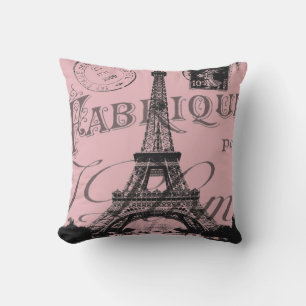 romantischer Pink-Französisch-Vintag-Paris-Eiffelt Kissen