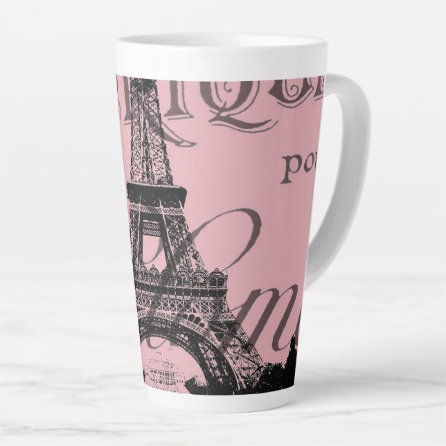romantischer Pink-Französisch-Vintag-Paris-Eiffelt Milchtasse (Rechte Ecke)