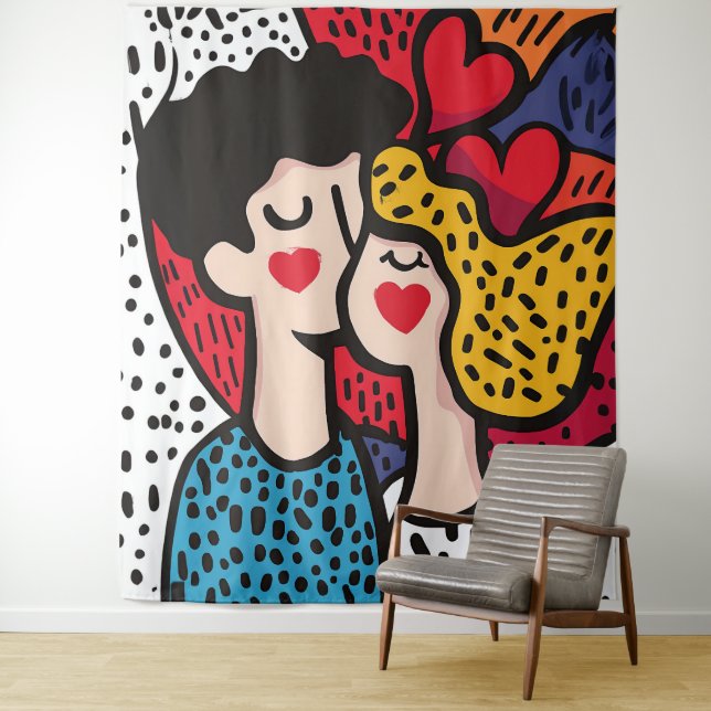 Romantischer Pop Kunst, Dichtung und Musik Wandteppich (Beispiel)