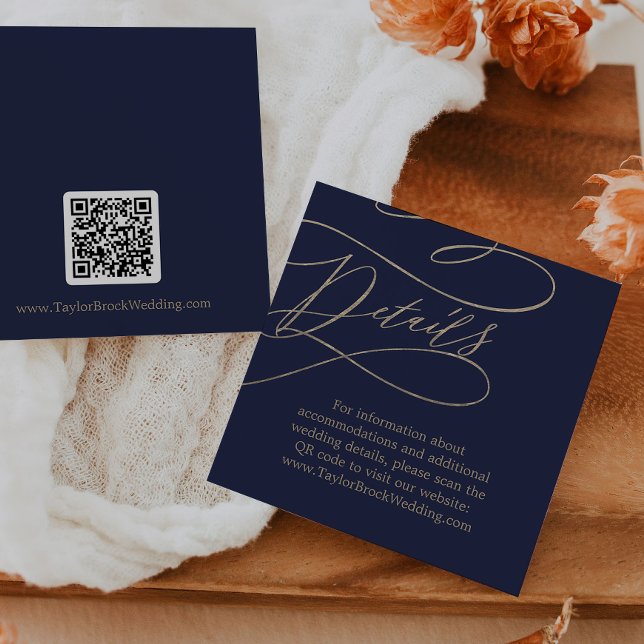 Romantischer QR Code für Hochzeiten von Gold und N Begleitkarte (Von Creator hochgeladen)
