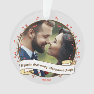 Romantischer Rahmen zum 1. Jubiläum des dekorative Ornament