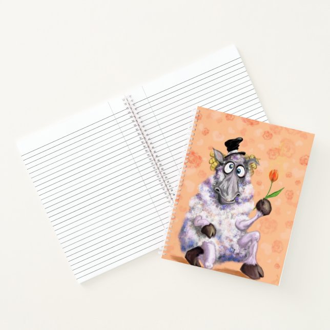 Romantischer Ram mit Blume auf der Sonnenterrasse Notizbuch (Innenseite)