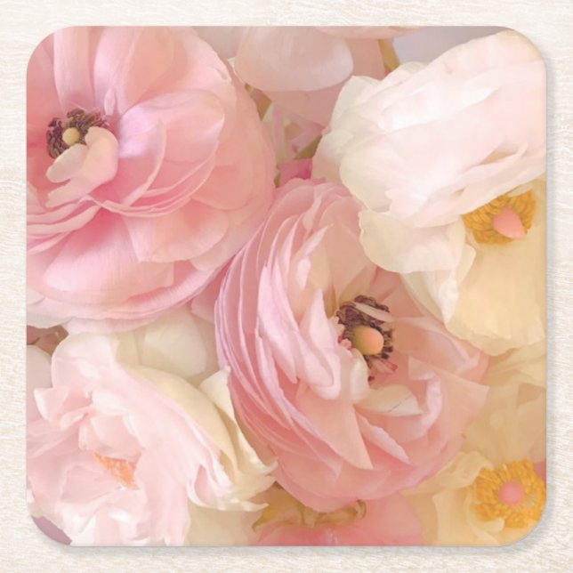 Romantischer Ranunculus Rechteckiger Pappuntersetzer (Vorderseite)