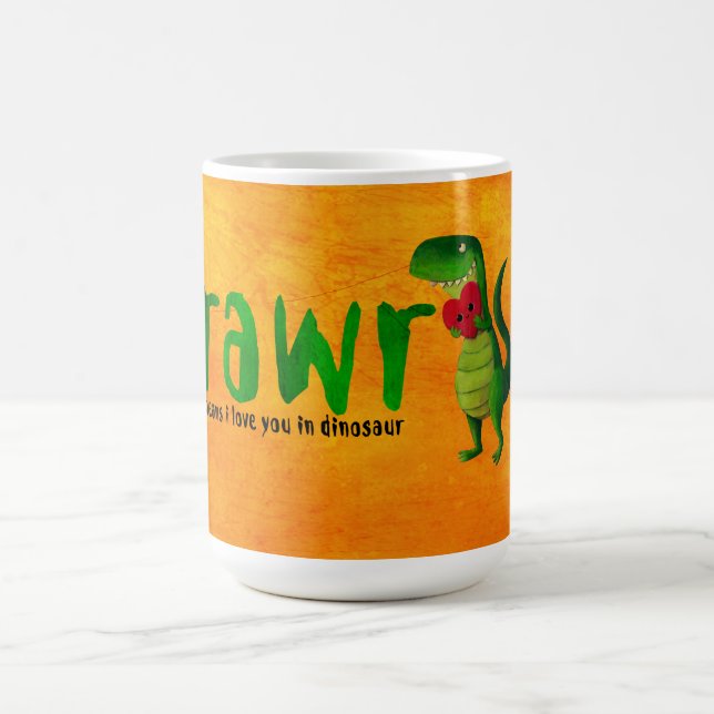 Romantischer RAWR T-rex Dinosaurier Kaffeetasse (Mittel)