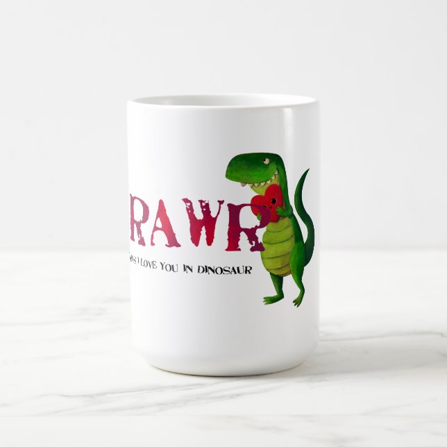 Romantischer RAWR T-rex Dinosaurier Kaffeetasse (Mittel)