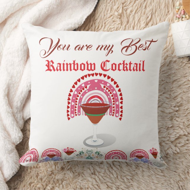 Romantischer Regenbogencocktail Valentine Hearine Kissen (Decke)