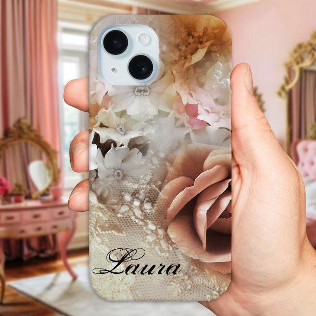 Romantischer Retro-Style-Handy-Fall title_seo2 (Phone case with a romantic floral design in a boho chic vintage style)