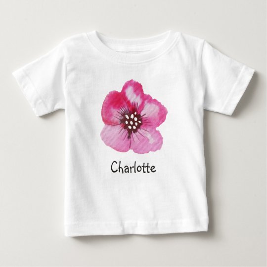 Romantischer rosa BlumeWatercolor Baby T-shirt