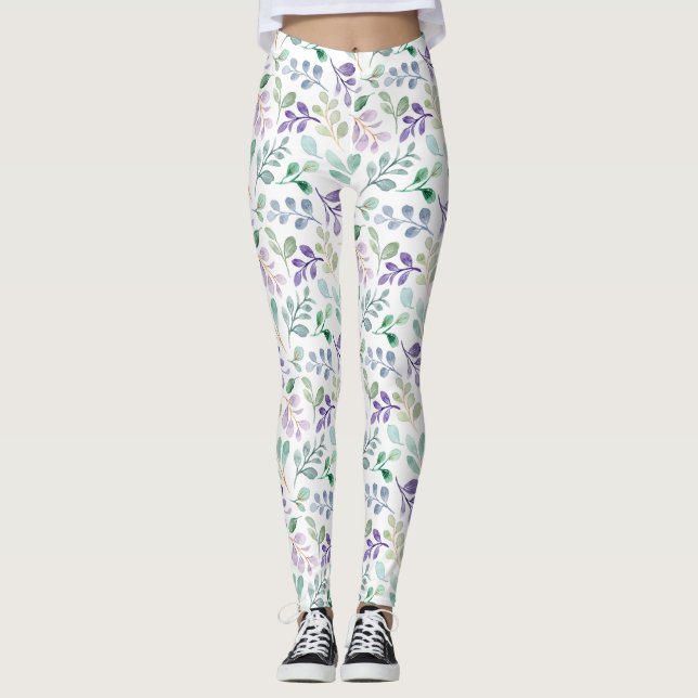 Romantischer rosa botanischer Blumenboho Leggings (Vorderseite)