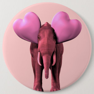Romantischer rosa Elefant Button