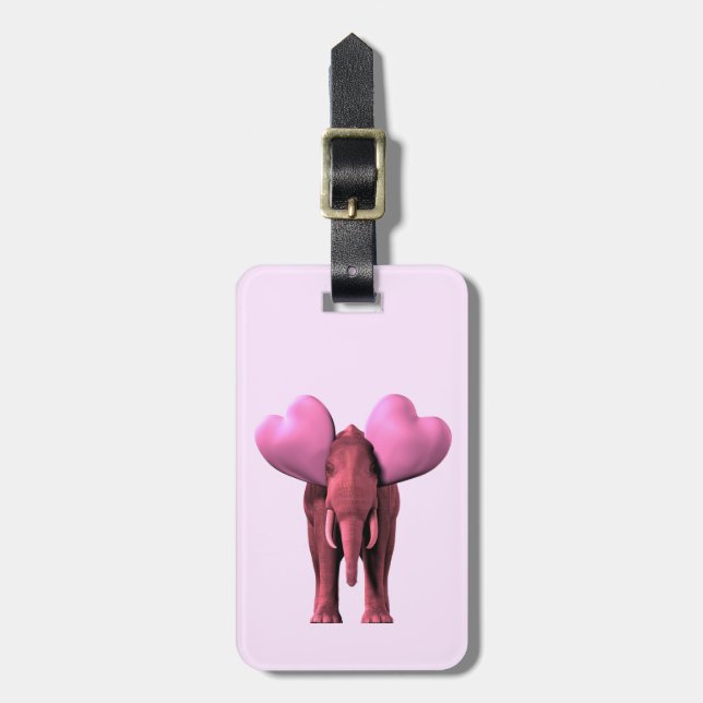 Romantischer rosa Elefant Gepäckanhänger (Vorderseite vertikal)