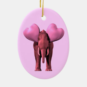 Romantischer rosa Elefant Keramik Ornament