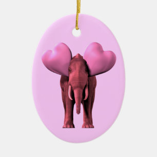 Romantischer rosa Elefant Keramikornament