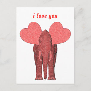 Romantischer rosa Elefant Postkarte