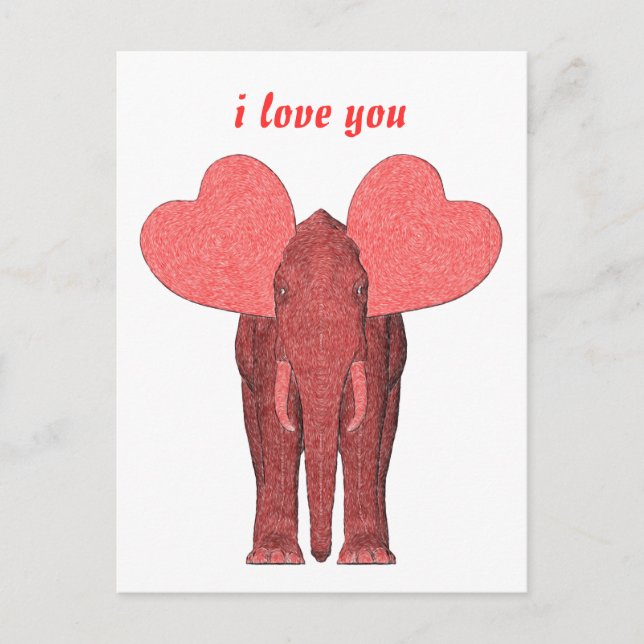 Romantischer rosa Elefant Postkarte (Vorderseite)