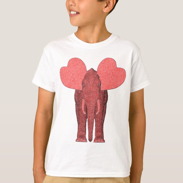 Romantischer rosa Elefant T-Shirt (Vorderseite)