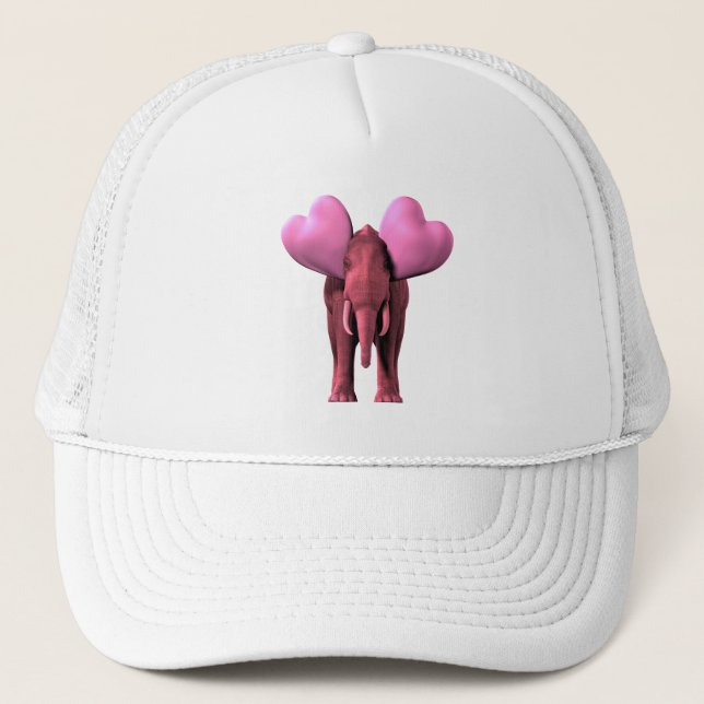 Romantischer rosa Elefant Truckerkappe (Vorderseite)