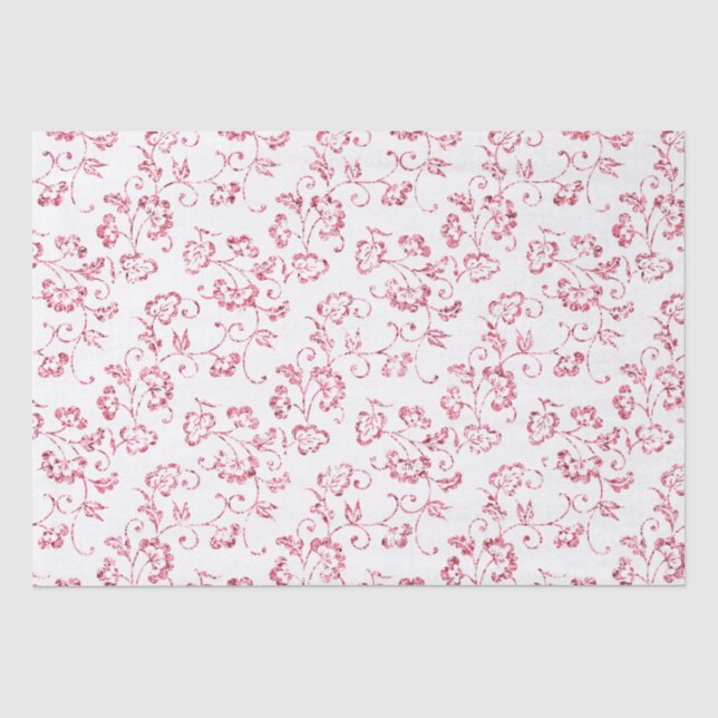 Romantischer Rosa Glitzer Blumenzehen Seidenpapier (Vorderseite)