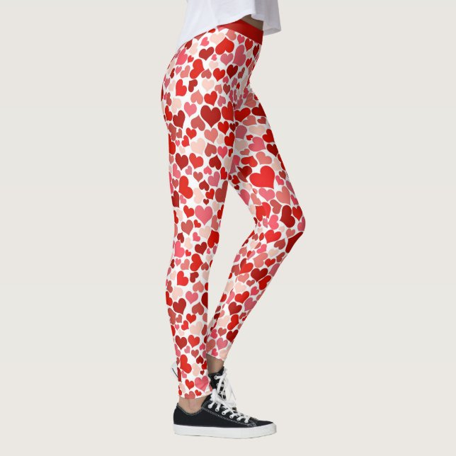 Romantischer rosa Herzmuster Design Yoga Leggings (Rechts)