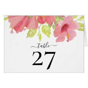 Romantischer rosa Hibiskus Blooms Wedding Tischnum