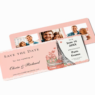 Romantischer Rosa-Paris-Boarding Save the Date Einladung