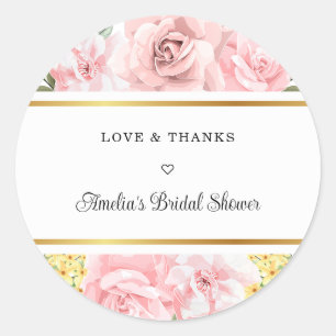 Romantischer rosa Rosen-Blumen- Hochzeit "Liebe un Runder Aufkleber