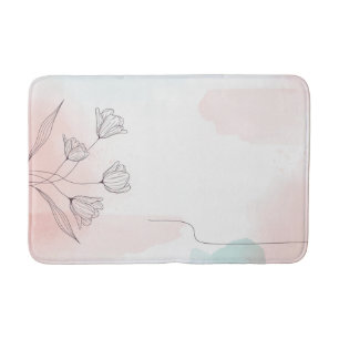 Romantischer Rosa Watercolor Badematte