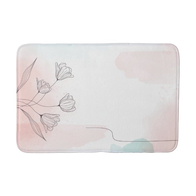 Romantischer Rosa Watercolor Badematte (Vorderseite)