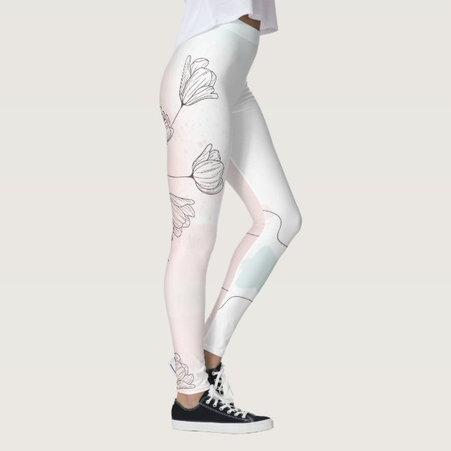 Romantischer Rosa Watercolor Leggings (Rechts)