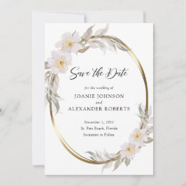 Romantischer rosafarbener, eleganter Foliage Gold  Save The Date