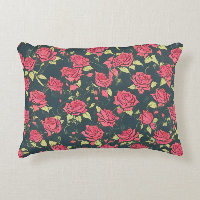 Romantischer Rose Garten Dekokissen (Vorderseite)