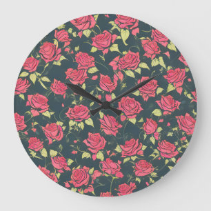 Romantischer Rose Garten Große Wanduhr