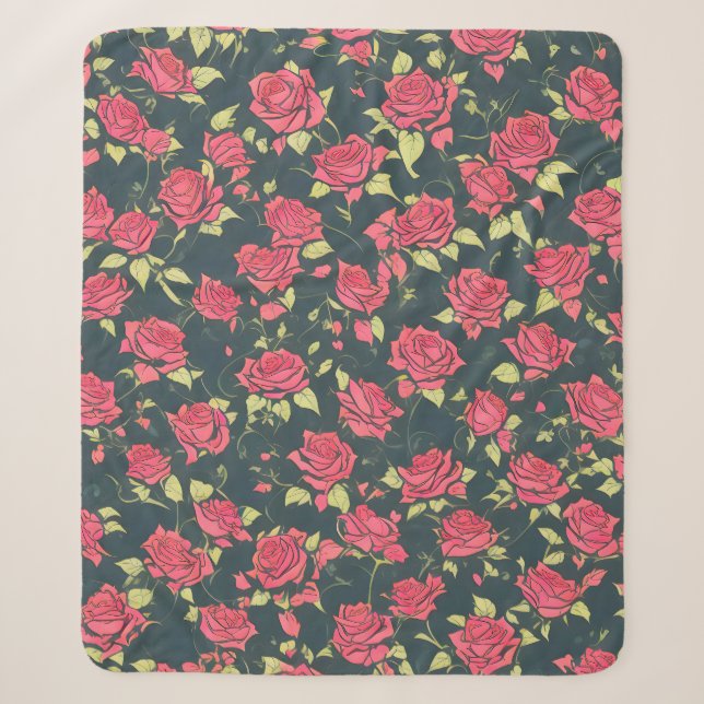 Romantischer Rose Garten Sherpadecke (Vorderseite)