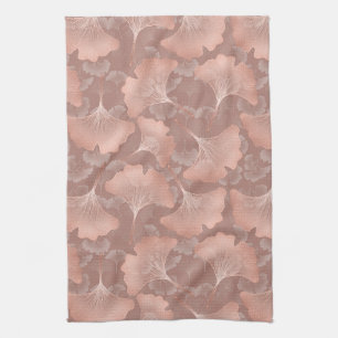 Romantischer Rosé Ginkgo-Blätter Gold Botanik Geschirrtuch
